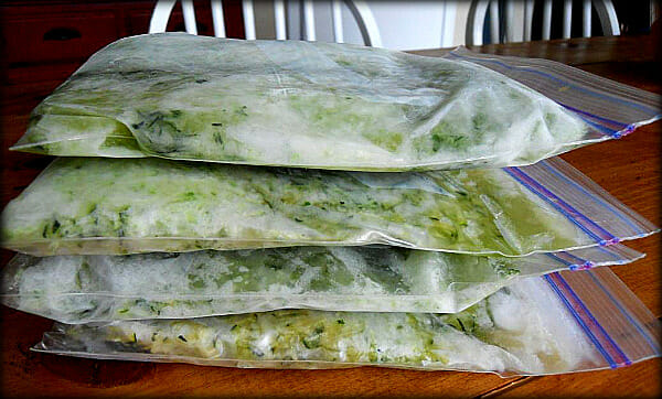 frozen bags of zucchini