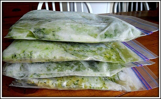 Frozen Bags of Zucchini