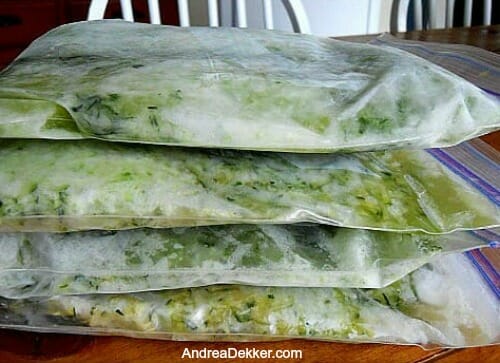 frozen bags of zucchini