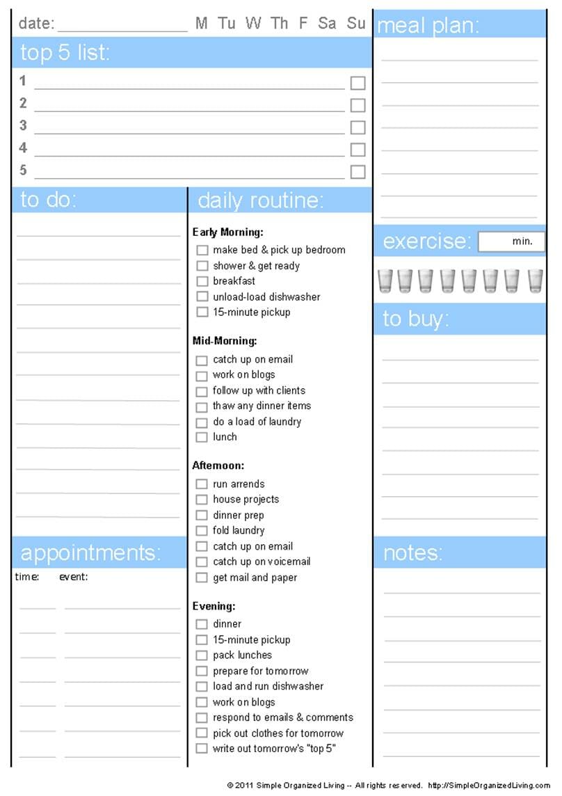 Daily Routine Free Printable Daily Planner PRINTABLE TEMPLATES