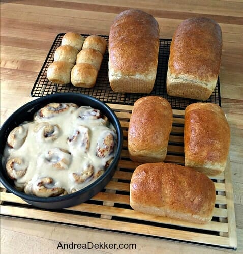 whole grain breads and cinnamon rolls