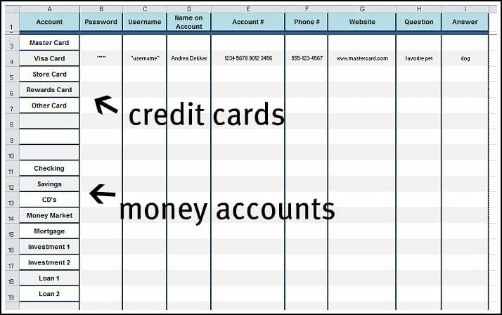 Excel Password Template from andreadekker.com