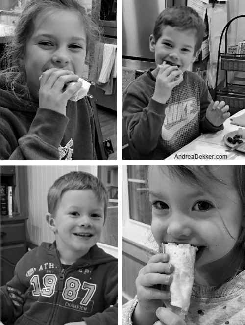kids eating breakfast burritos
