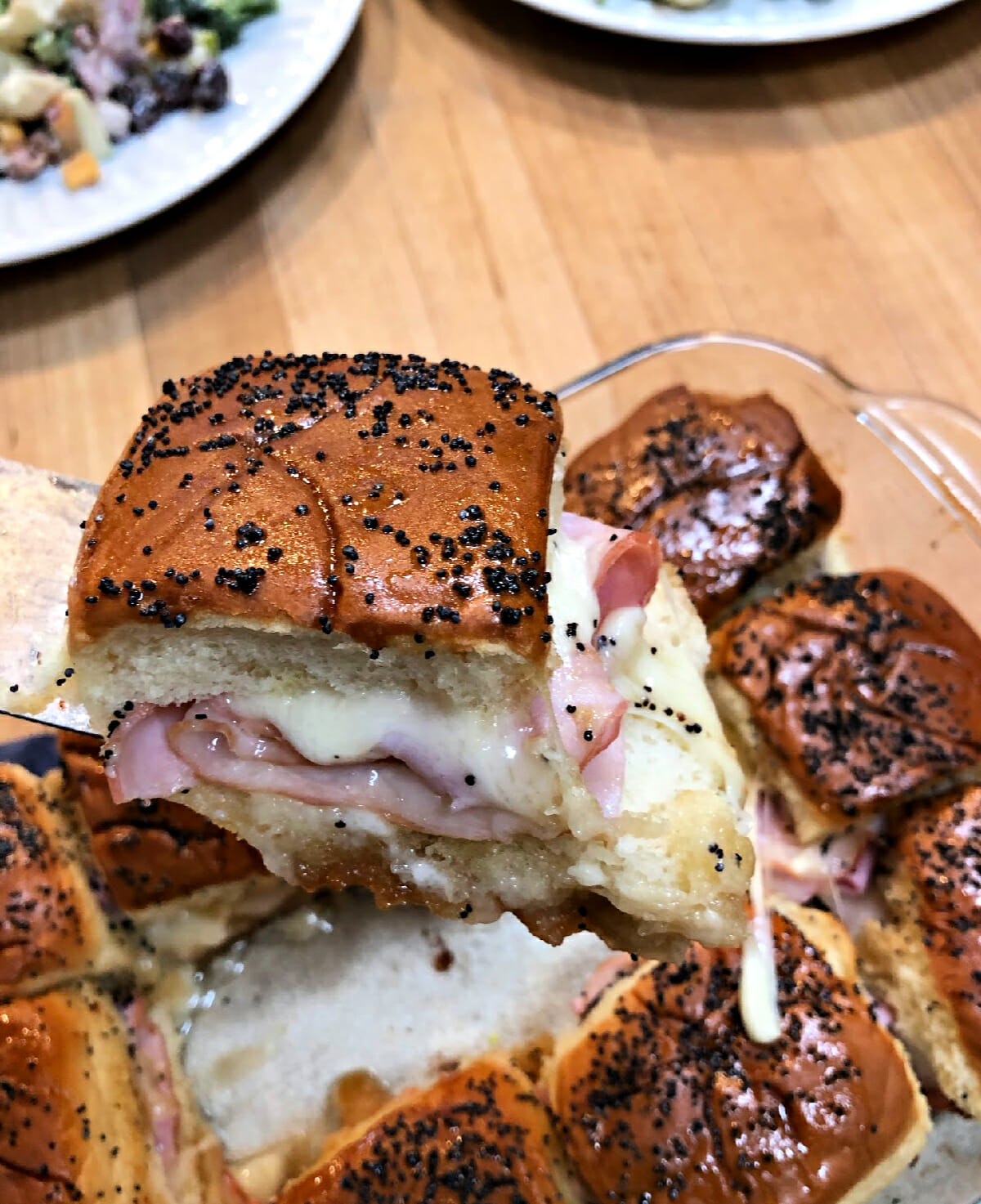 gooey ham and cheese baked sandwiches