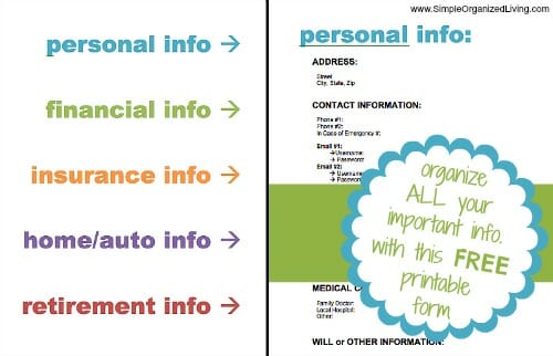 Printable Organizing Document