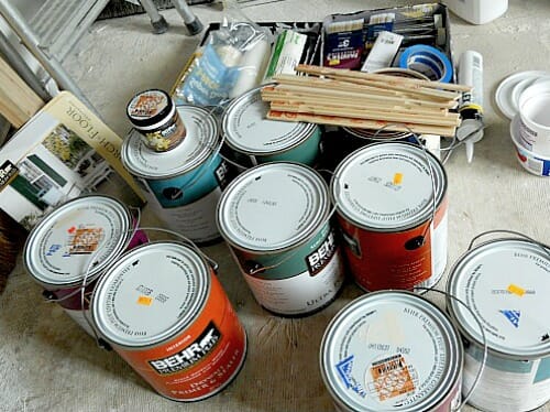 lots of paint cans