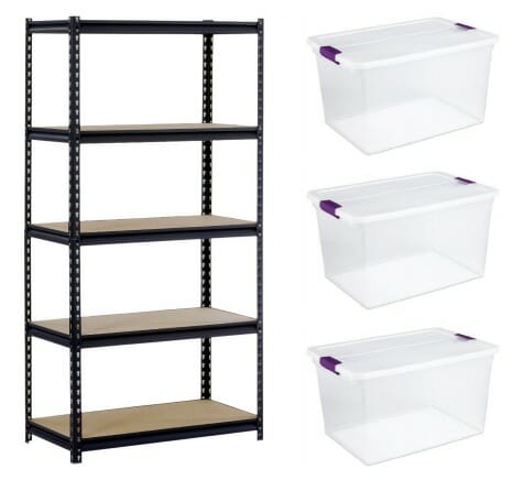 storage shelving and bins