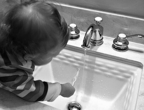 brushing her teeth