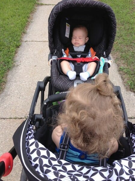 sleeping in the stroller