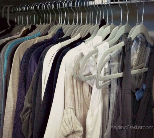 rack of hanging clothes