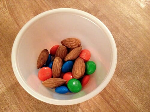 almonds and m&ms