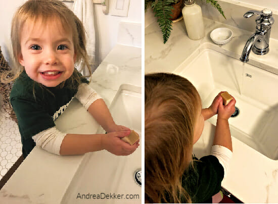 washing hands in the bathroom