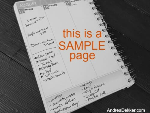sample planner page