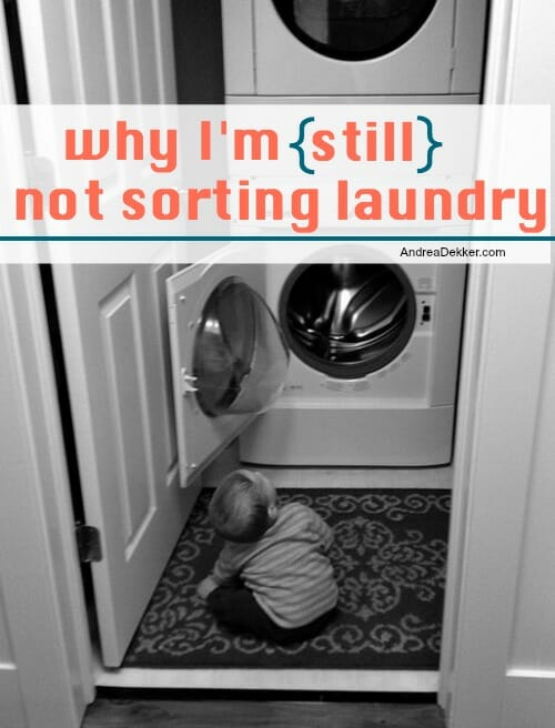 sorting laundry