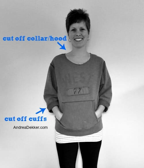 sweatshirt with sleeves cut off