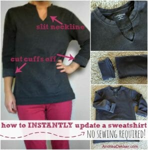 How to Instantly Update a Sweatshirt (no sewing required) | Andrea Dekker