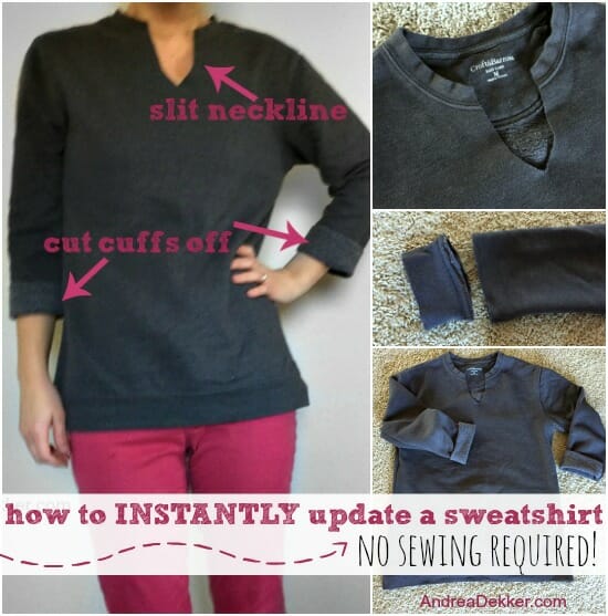 How To Instantly Update A Sweatshirt No Sewing Required Andrea Dekker