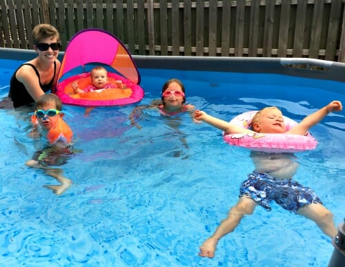 swimming in our new pool