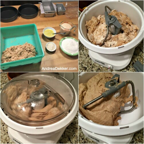 mixing ingredients for whole grain bread dough