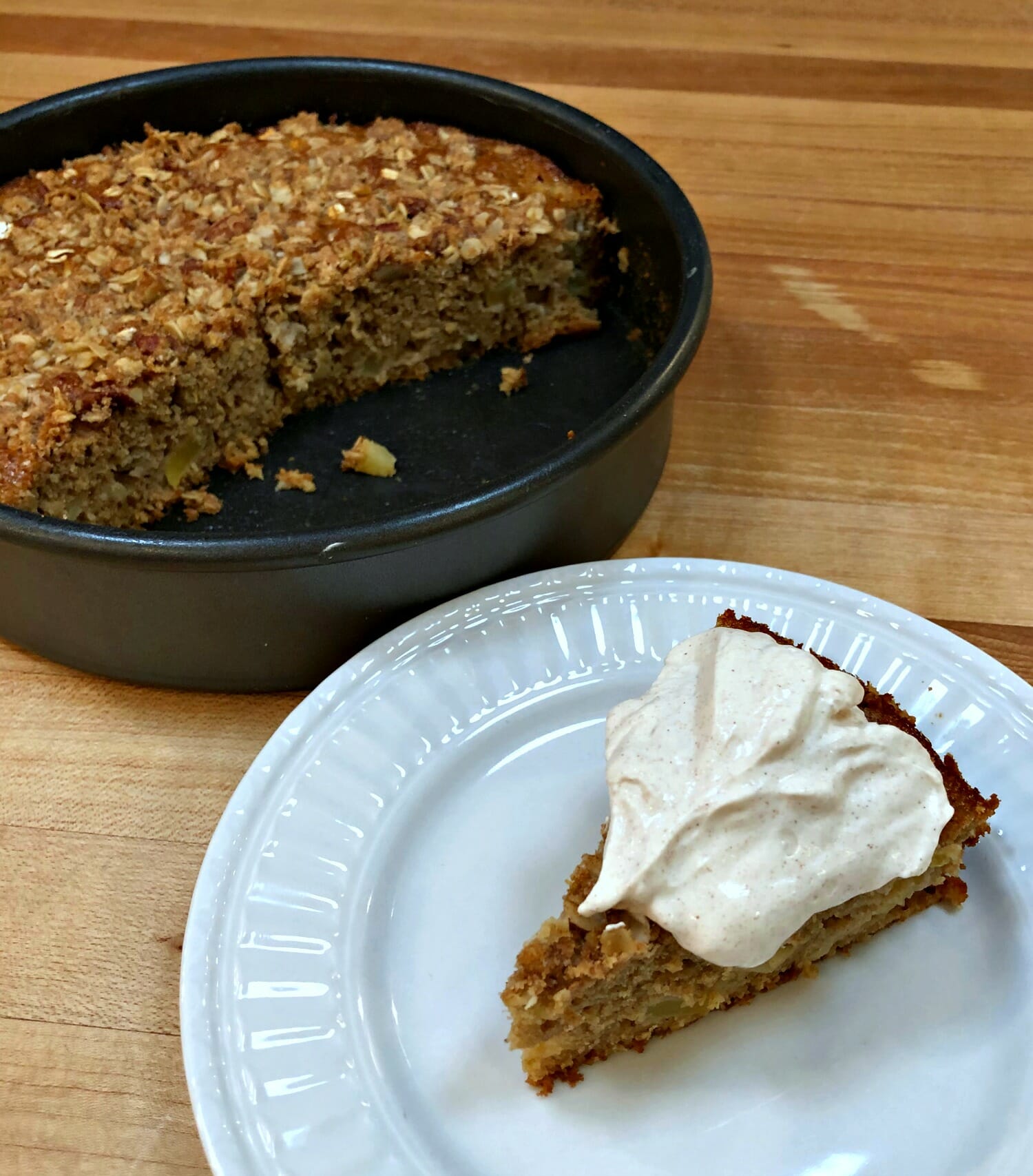 Whole Grain Apple Cake with Cinnamon Yogurt Whipped Cream Andrea Dekker