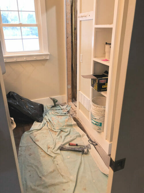 messy bathroom under construction