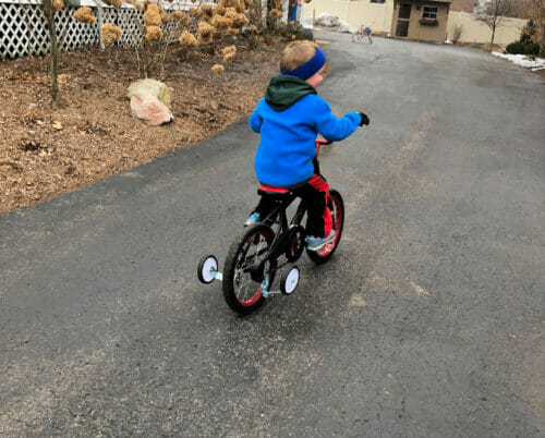 riding a 2-wheel bike