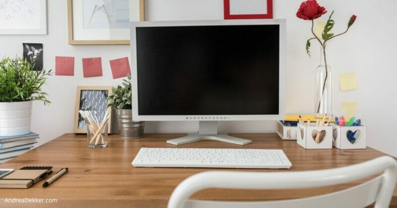 organized computer desk
