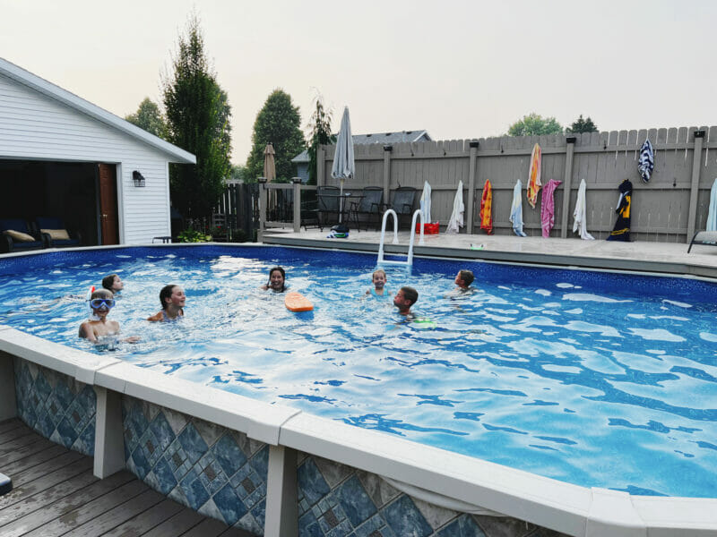 kids swimming in a pool