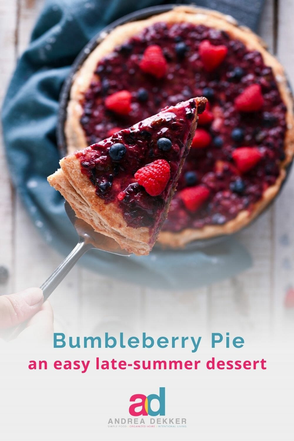 Bumbleberry Pie is a delicious way to enjoy all your favorite flavors of spring and summer in one easy dessert! via @andreadekker