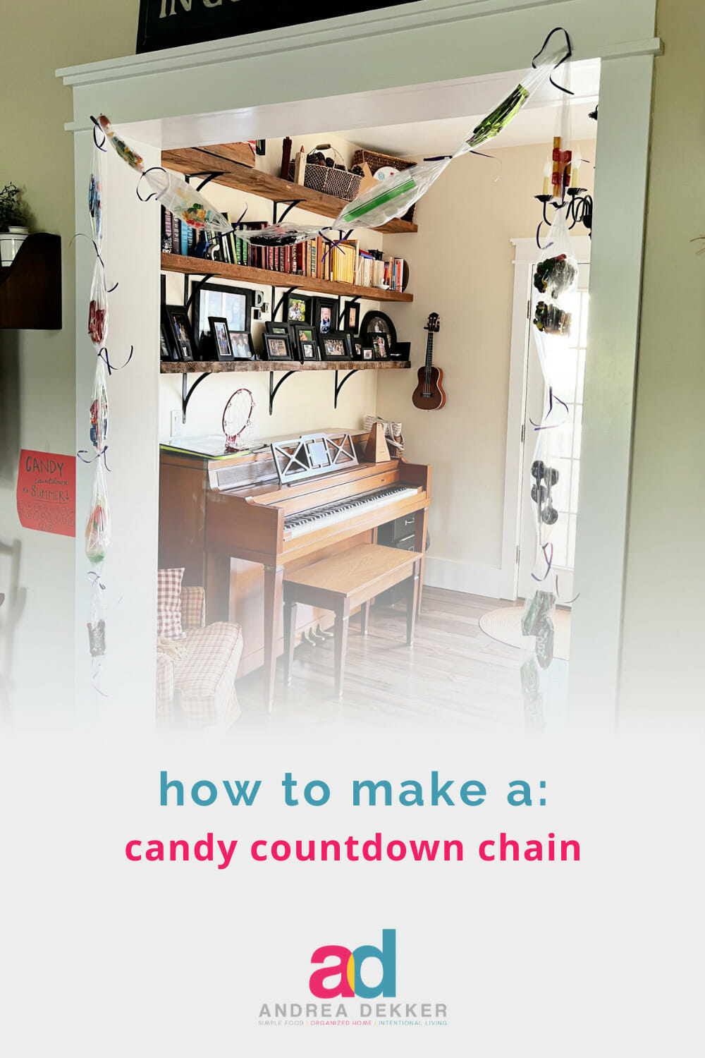Swap out the traditional construction paper countdown chain for a super fun, super easy CANDY countdown chain and bring a whole new level of excitement to your home! via @andreadekker