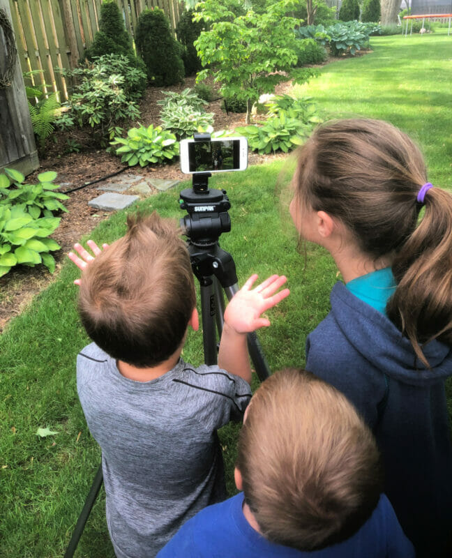 kids looking at their picture