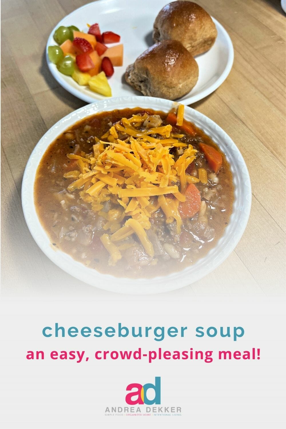 Cheeseburger soup is quick, easy, and versatile. It freezes well, it reheats well as leftovers, and... it's delicious! via @andreadekker