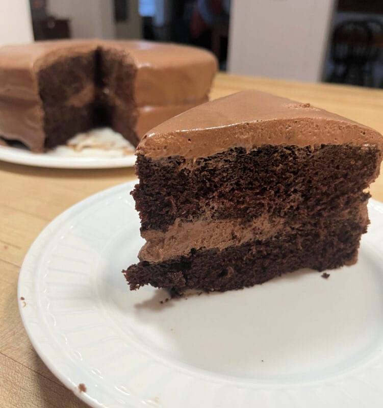 chocolate cake with chocolate frosting