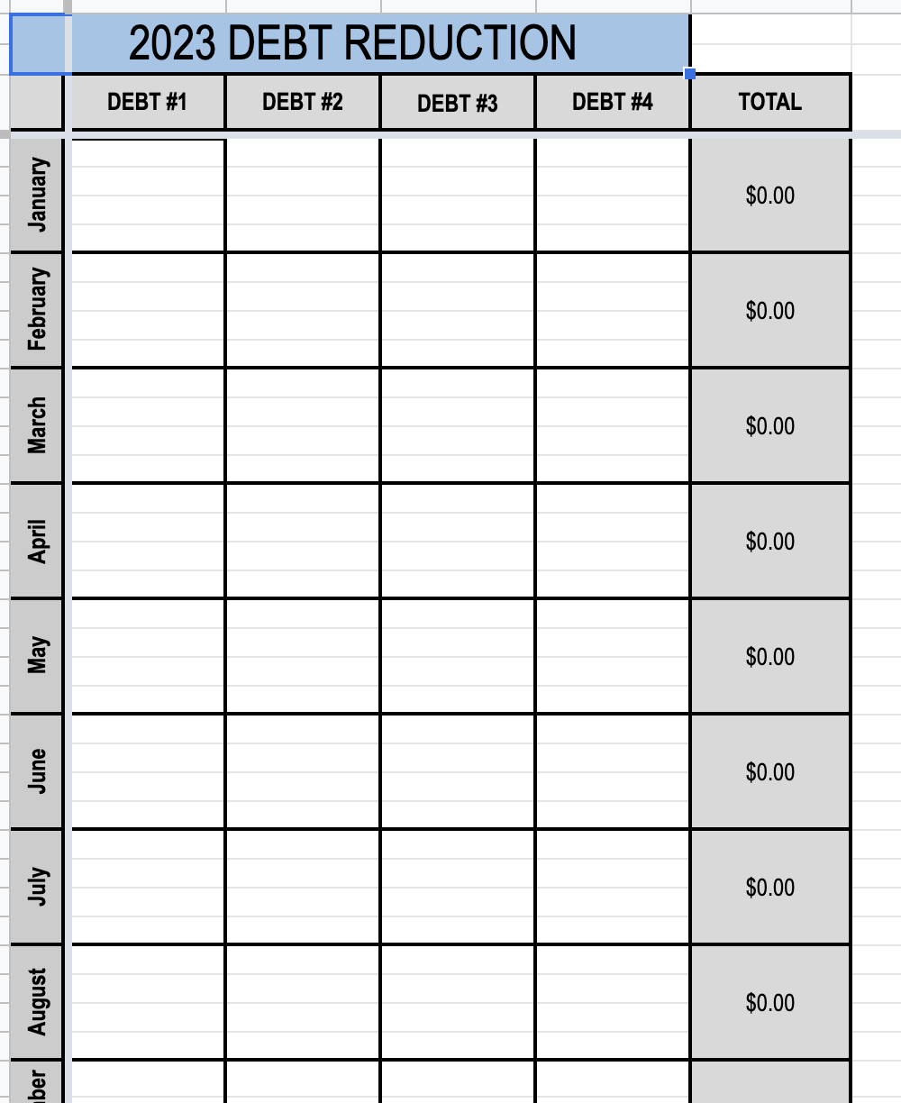 debt worksheet