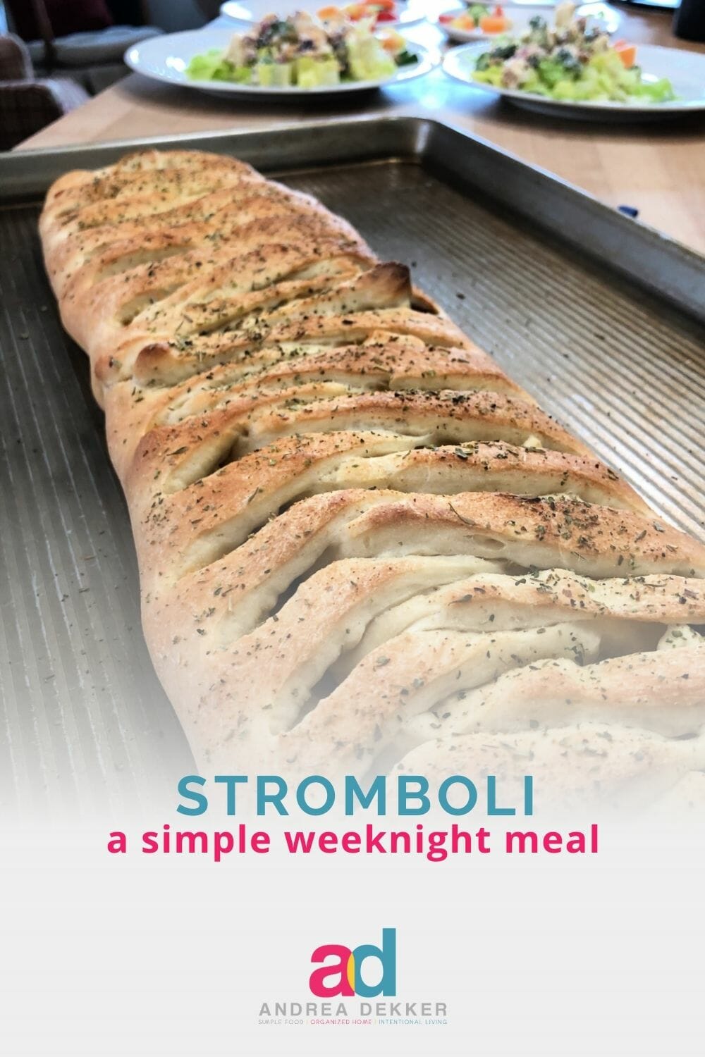 What's crispy on the outside, soft and cheesy on the inside, and ready to eat in roughly 30 minutes? Stromboli! Our family's favorite weeknight meal! via @andreadekker