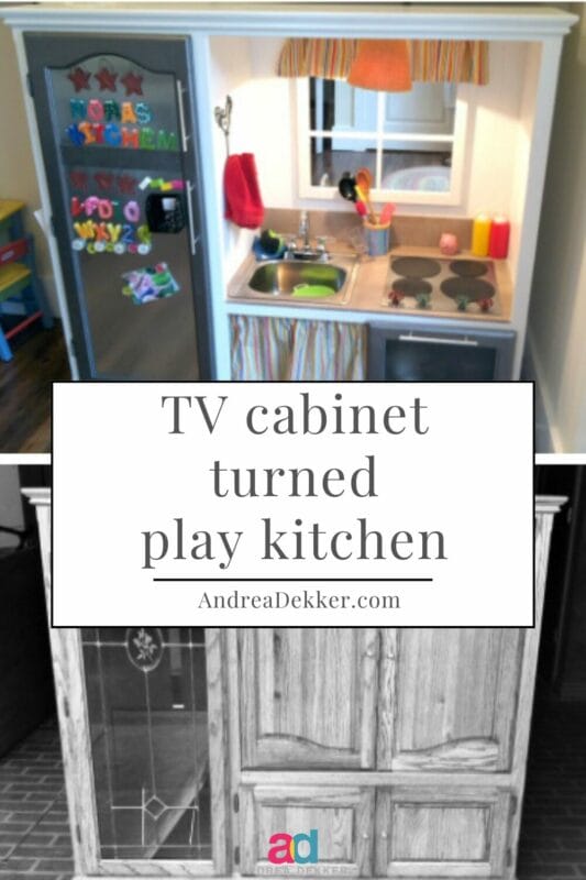 tv cabinet turned play kitchen