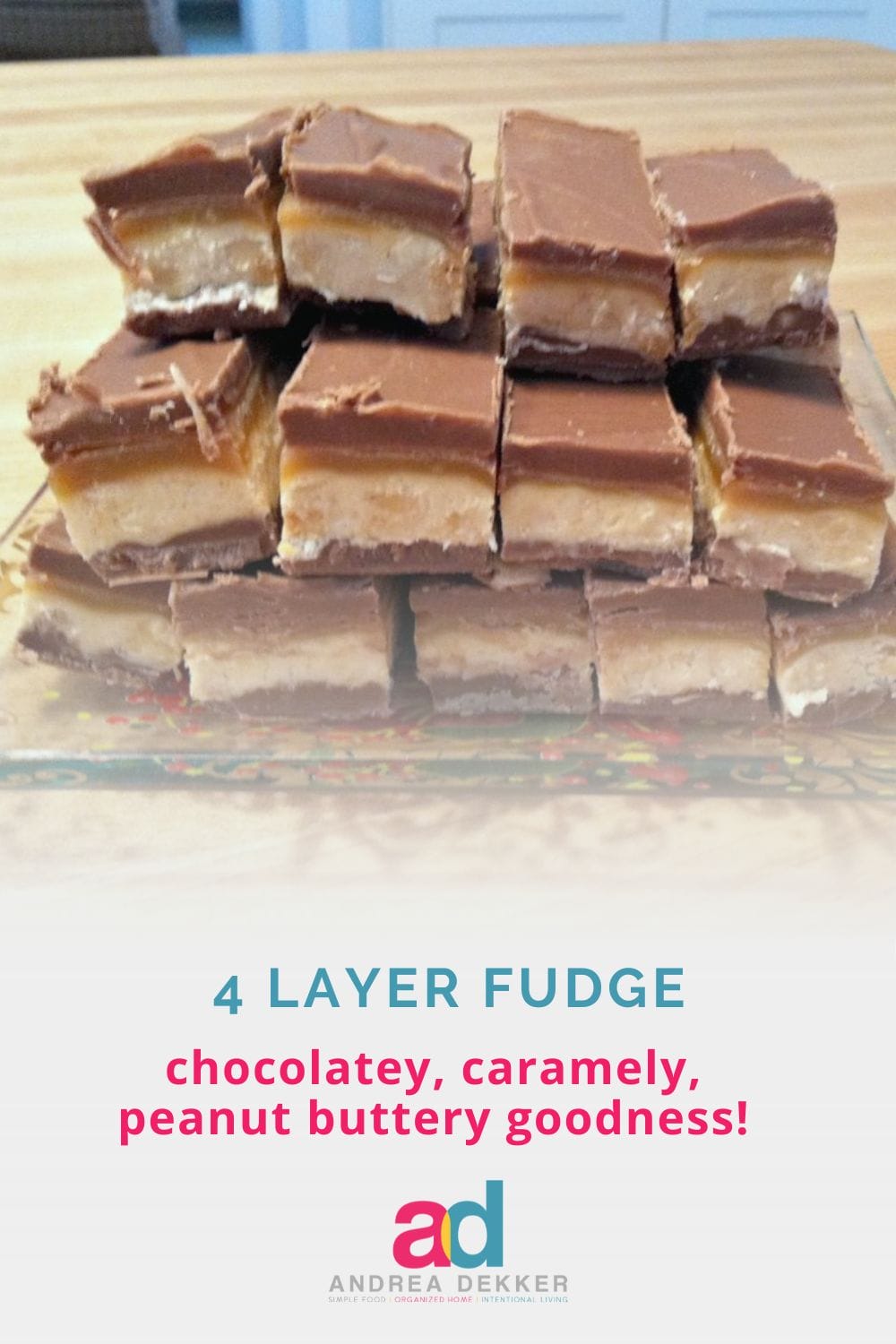 If you're looking for a yummy treat to satisfy your sweet tooth this holiday season -- try my 4-layer caramel peanut butter fudge! via @andreadekker