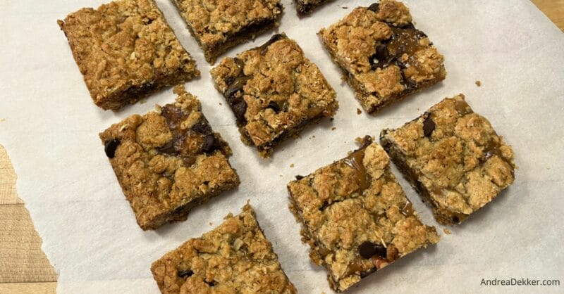 whole grain oatmeal caramel bars