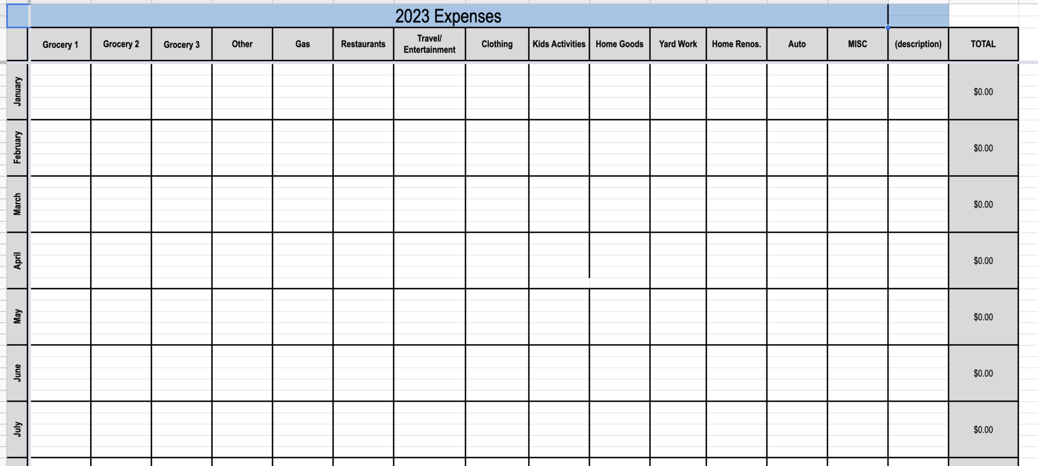 expenses worksheet