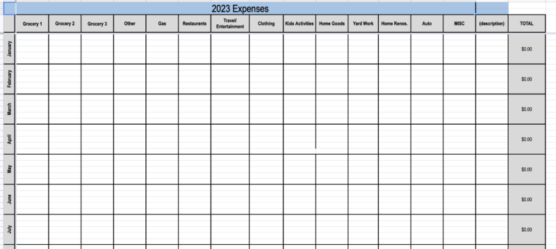 expenses worksheet