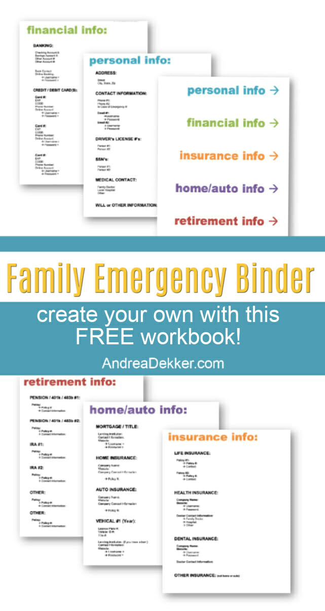 family emergency binder free printables
