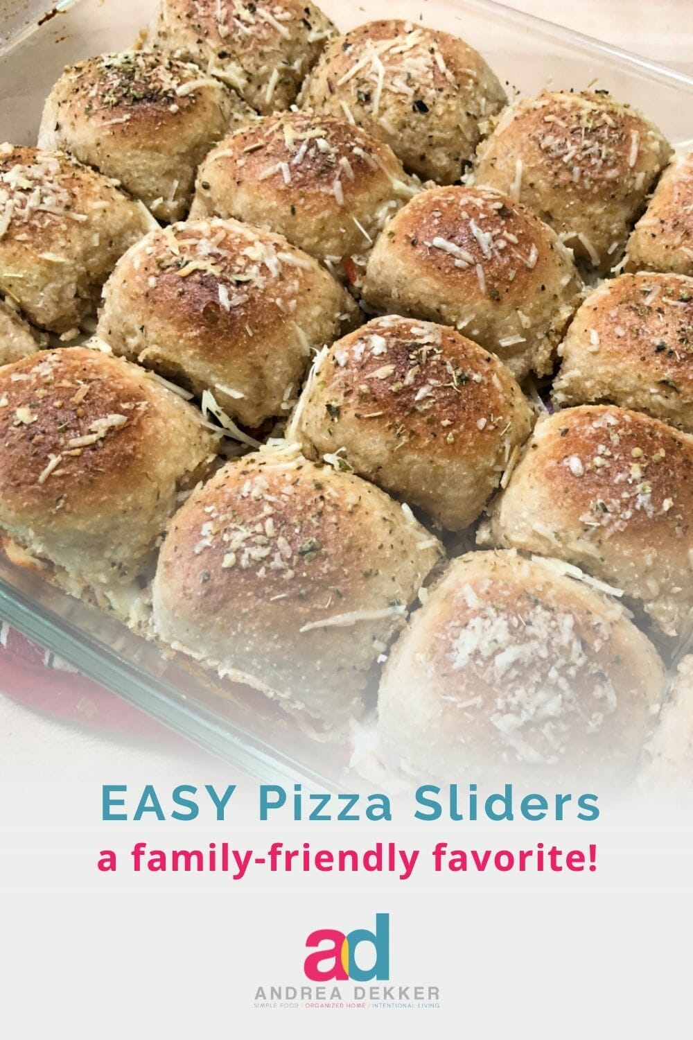 This easy recipe for pizza sliders is sure to go over well with your tribe. Whether you need a quick weeknight meal or fun finger food for the big game, pizza sliders will do the trick. via @andreadekker