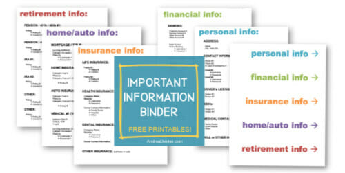 free printable important information binder