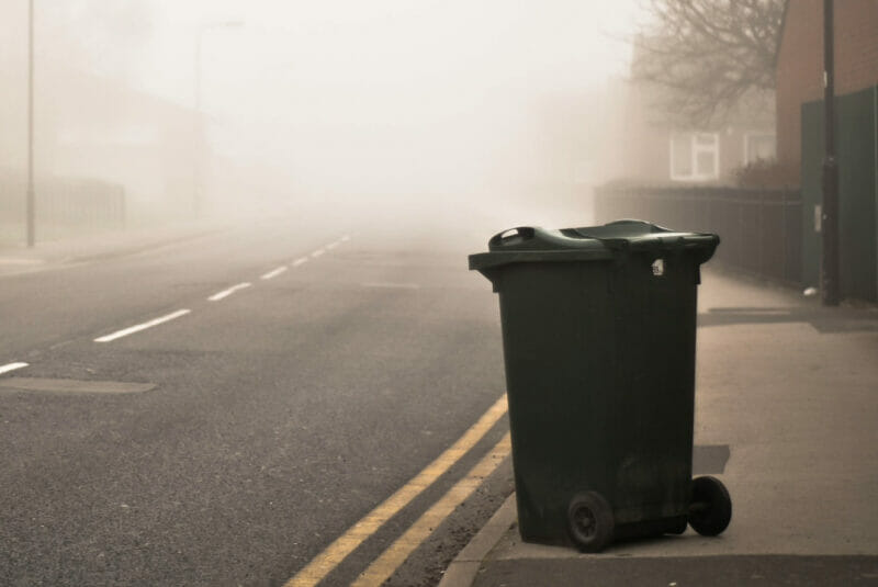 trash can by the road