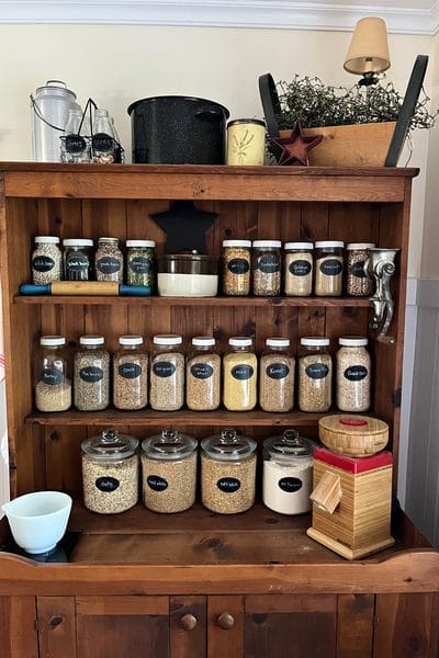 glass jars on hutch