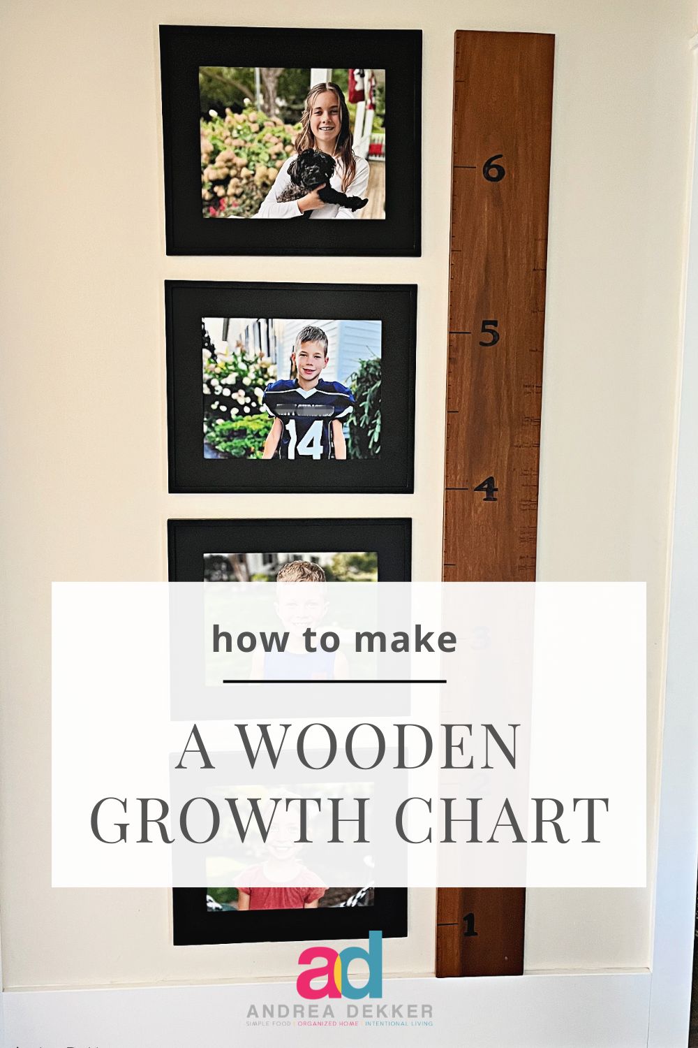 Want to track your children’s growth but don’t want to mark up a door frame or wall? Follow these simple instructions to make your own beautiful growth chart! via @andreadekker