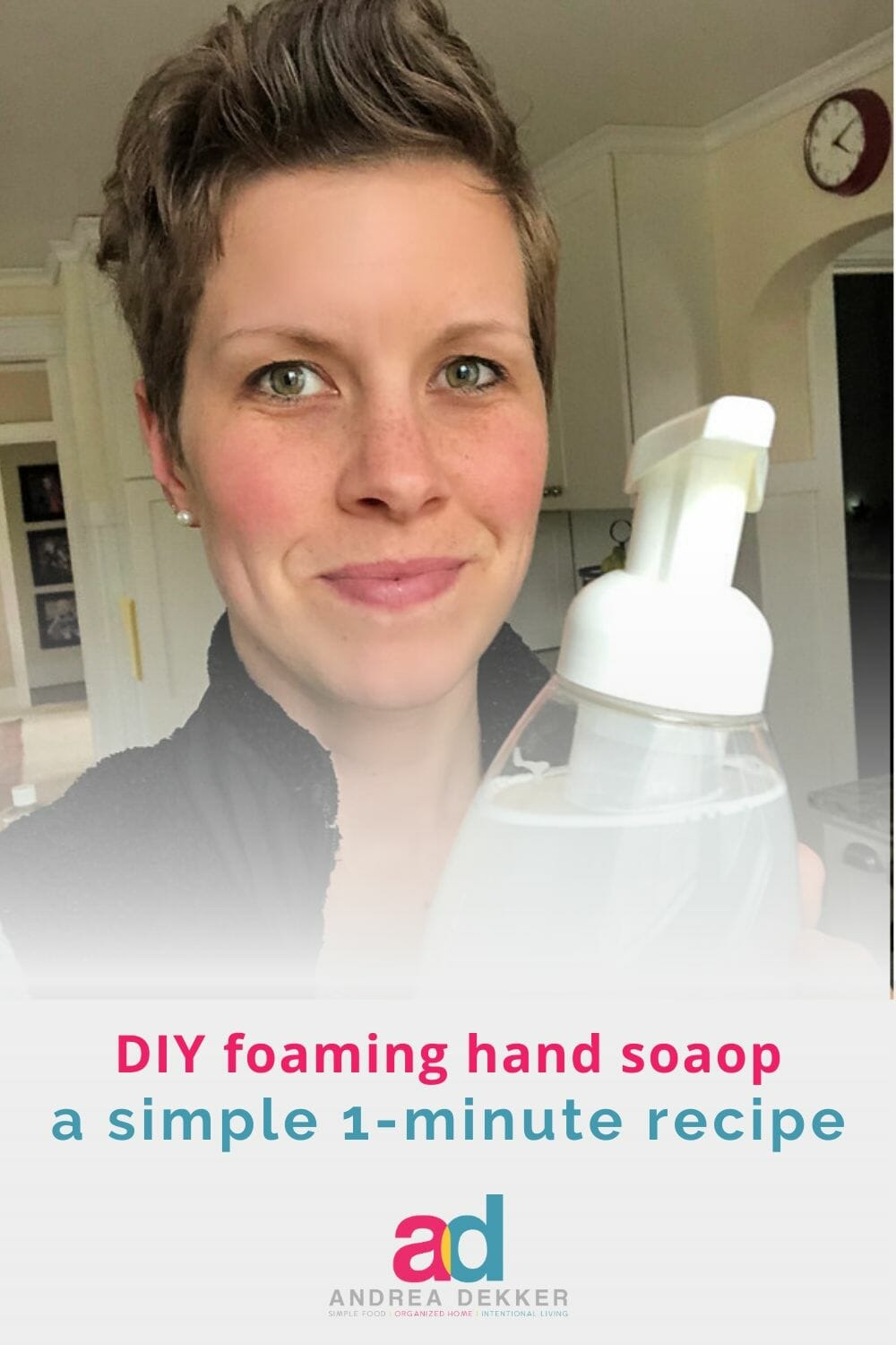 Get this simple recipe for all-natural DIY foaming hand soap and make your own foaming hand soap in less than 1 minute, for only pennies a bottle! Your kids will love it and they might just wash their hands a bit more... maybe! via @andreadekker