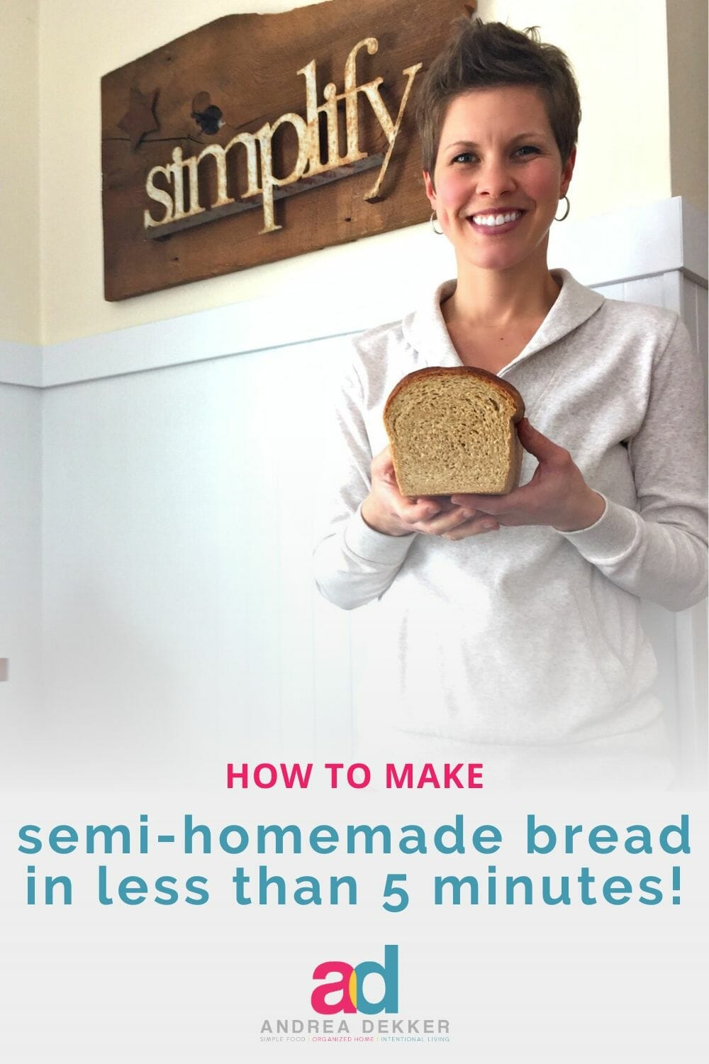 If you love the smell and the taste of homemade bread, but don't want to spend half your day in the kitchen with a pile of dirty dishes to wash, this semi-homemade bread secret will BLOW YOUR MIND!  via @andreadekker