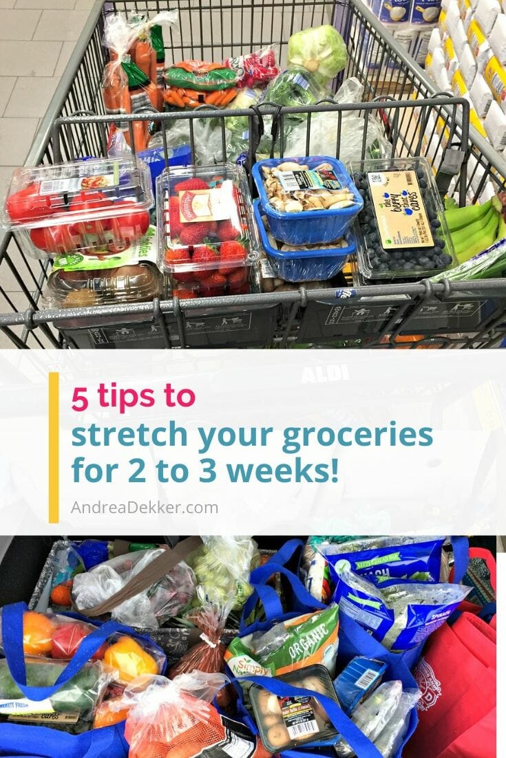 If you dislike grocery shopping but still want to eat a variety of fresh produce and other nutritional foods, these 5 tips to stretch your groceries should help you avoid the grocery store for weeks at a time! You'll save time, save money, save your sanity... and eat really well too! via @andreadekker