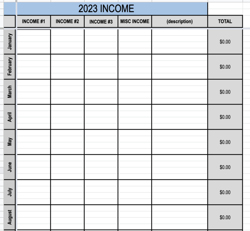 income worksheet
